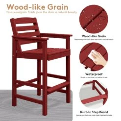 3-Pieces HDPE Plastic Square 46 In. Outdoor Bar Set In Burgandy -More Furniture Store jearey outdoor bar sets jygjy3jt dr fa 1000