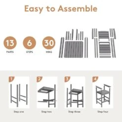 3-Pieces HDPE Plastic Square 46 In. Outdoor Bar Set In Gray -More Furniture Store jearey outdoor bar sets jygjy3jt gray 1f 1000