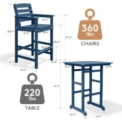 3-Pieces HDPE Plastic Square 46 In. Outdoor Bar Set In Navy 8 3-Pieces HDPE Plastic Square 46 In. Outdoor Bar Set In Navy -More Furniture Store jearey outdoor bar sets jygjy3jt navy 4f 1000