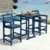 3-Pieces HDPE Plastic Square 46 In. Outdoor Bar Set In Navy