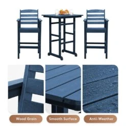 3-Pieces HDPE Plastic Square 46 In. Outdoor Bar Set In Navy 11 3-Pieces HDPE Plastic Square 46 In. Outdoor Bar Set In Navy -More Furniture Store jearey outdoor bar sets jygjy3jt navy fa 1000