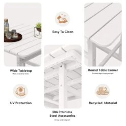 3-Pieces HDPE Plastic Square 46 In. Outdoor Bar Set In White -More Furniture Store jearey outdoor bar sets jygjy3jt white 44 1000
