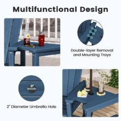 Navy Blue HDPE Outdoor Weather-Resistant Bistro Set Bar Stool With Double-Layer Tray And Umbrella Hole (2-Pack) 12 Navy Blue HDPE Outdoor Weather-Resistant Bistro Set Bar Stool With Double-Layer Tray And Umbrella Hole (2-Pack) -More Furniture Store jearey outdoor bar stools scltqwgby na 1f 1000