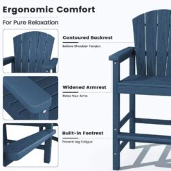 Navy Blue HDPE Outdoor Weather-Resistant Bistro Set Bar Stool With Double-Layer Tray And Umbrella Hole (2-Pack) 11 Navy Blue HDPE Outdoor Weather-Resistant Bistro Set Bar Stool With Double-Layer Tray And Umbrella Hole (2-Pack) -More Furniture Store jearey outdoor bar stools scltqwgby na 4f 1000