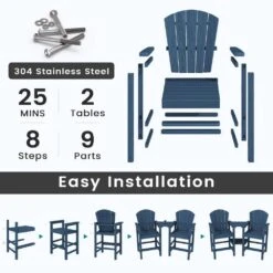 Navy Blue HDPE Outdoor Weather-Resistant Bistro Set Bar Stool With Double-Layer Tray And Umbrella Hole (2-Pack) 14 Navy Blue HDPE Outdoor Weather-Resistant Bistro Set Bar Stool With Double-Layer Tray And Umbrella Hole (2-Pack) -More Furniture Store jearey outdoor bar stools scltqwgby na fa 1000