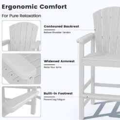 White HDPE Outdoor Weather-Resistant Bistro Set Bar Stool With Double-Layer Tray And Umbrella Hole (2-Pack) 11 White HDPE Outdoor Weather-Resistant Bistro Set Bar Stool With Double-Layer Tray And Umbrella Hole (2-Pack) -More Furniture Store jearey outdoor bar stools scltqwgby wh 4f 1000