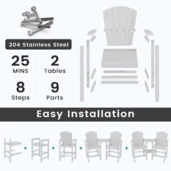 White HDPE Outdoor Weather-Resistant Bistro Set Bar Stool With Double-Layer Tray And Umbrella Hole (2-Pack) 14 White HDPE Outdoor Weather-Resistant Bistro Set Bar Stool With Double-Layer Tray And Umbrella Hole (2-Pack) -More Furniture Store jearey outdoor bar stools scltqwgby wh fa 1000