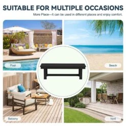 56.3 In. W Outdoor Patio HDPE Plastic All-Weather Resistant Ottoman Backless Dining Bench In Black -More Furniture Store jearey outdoor benches jycd bk 4f 1000