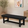 56.3 In. W Outdoor Patio HDPE Plastic All-Weather Resistant Ottoman Backless Dining Bench In Black