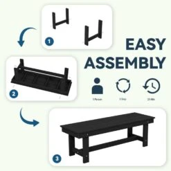 56.3 In. W Outdoor Patio HDPE Plastic All-Weather Resistant Ottoman Backless Dining Bench In Black -More Furniture Store jearey outdoor benches jycd bk fa 1000