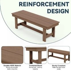 56.3 In. W Outdoor Patio HDPE Plastic All-Weather Resistant Ottoman Backless Dining Bench In Brown 13 56.3 In. W Outdoor Patio HDPE Plastic All-Weather Resistant Ottoman Backless Dining Bench In Brown -More Furniture Store jearey outdoor benches jycd br 1f 1000