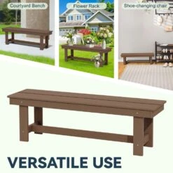 56.3 In. W Outdoor Patio HDPE Plastic All-Weather Resistant Ottoman Backless Dining Bench In Brown 14 56.3 In. W Outdoor Patio HDPE Plastic All-Weather Resistant Ottoman Backless Dining Bench In Brown -More Furniture Store jearey outdoor benches jycd br 44 1000