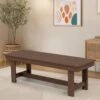 56.3 In. W Outdoor Patio HDPE Plastic All-Weather Resistant Ottoman Backless Dining Bench In Brown