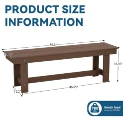 56.3 In. W Outdoor Patio HDPE Plastic All-Weather Resistant Ottoman Backless Dining Bench In Brown 16 56.3 In. W Outdoor Patio HDPE Plastic All-Weather Resistant Ottoman Backless Dining Bench In Brown -More Furniture Store jearey outdoor benches jycd br 76 1000