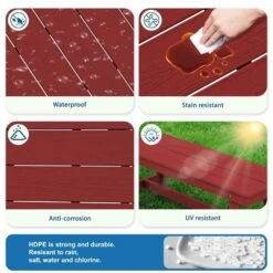 56.3 In. W Outdoor Patio HDPE Plastic All-Weather Resistant Ottoman Backless Dining Bench In Dark Red 11 56.3 In. W Outdoor Patio HDPE Plastic All-Weather Resistant Ottoman Backless Dining Bench In Dark Red -More Furniture Store jearey outdoor benches jycd drd c3 1000