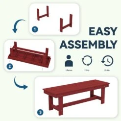 56.3 In. W Outdoor Patio HDPE Plastic All-Weather Resistant Ottoman Backless Dining Bench In Dark Red 15 56.3 In. W Outdoor Patio HDPE Plastic All-Weather Resistant Ottoman Backless Dining Bench In Dark Red -More Furniture Store jearey outdoor benches jycd drd fa 1000