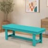 56.3 In. W Outdoor Patio HDPE Plastic All-Weather Resistant Ottoman Backless Dining Bench In Peacock Blue