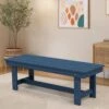 56.3 In. W Outdoor Patio HDPE Plastic All-Weather Resistant Ottoman Backless Dining Bench In Navy Blue