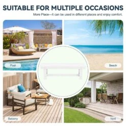 56.3 In. W Outdoor Patio HDPE Plastic All-Weather Resistant Ottoman Backless Dining Bench In White 12 56.3 In. W Outdoor Patio HDPE Plastic All-Weather Resistant Ottoman Backless Dining Bench In White -More Furniture Store jearey outdoor benches jycd wh 4f 1000