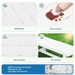 56.3 In. W Outdoor Patio HDPE Plastic All-Weather Resistant Ottoman Backless Dining Bench In White 11 56.3 In. W Outdoor Patio HDPE Plastic All-Weather Resistant Ottoman Backless Dining Bench In White -More Furniture Store jearey outdoor benches jycd wh c3 1000