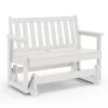 HDPE White Outdoor Bench, 2 Person Plastic Glider Rocking Chair For Swings Outside Loveseat For Garden Porch