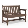 Garden Bench All-Weather HDPE 2-Person Plastic Outdoor Bench In Brown