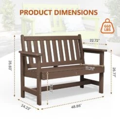 Garden Bench All-Weather HDPE 2-Person Plastic Outdoor Bench In Brown 14 Garden Bench All-Weather HDPE 2-Person Plastic Outdoor Bench In Brown -More Furniture Store jearey outdoor benches zlf gycy br fa 1000