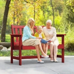 Garden Bench All-Weather HDPE 2-Person Plastic Outdoor Bench In Red 15 Garden Bench All-Weather HDPE 2-Person Plastic Outdoor Bench In Red -More Furniture Store jearey outdoor benches zlf gycy brd 31 1000