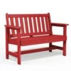 Garden Bench All-Weather HDPE 2-Person Plastic Outdoor Bench In Red