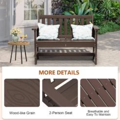 Garden Bench All-Weather HDPE 2-Person Plastic Outdoor Bench In Coffee 9 Garden Bench All-Weather HDPE 2-Person Plastic Outdoor Bench In Coffee -More Furniture Store jearey outdoor benches zlf gycy cf 4f 1000