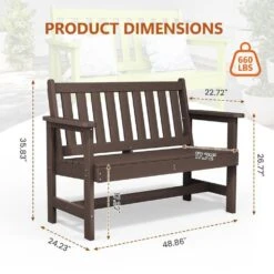 Garden Bench All-Weather HDPE 2-Person Plastic Outdoor Bench In Coffee 12 Garden Bench All-Weather HDPE 2-Person Plastic Outdoor Bench In Coffee -More Furniture Store jearey outdoor benches zlf gycy cf fa 1000