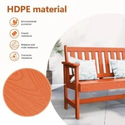 Garden Bench All-Weather HDPE 2-Person Plastic Outdoor Bench In Dark Orange -More Furniture Store jearey outdoor benches zlf gycy dor 1f 1000