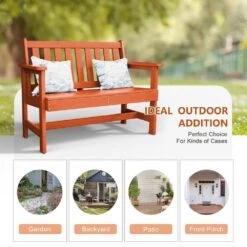 Garden Bench All-Weather HDPE 2-Person Plastic Outdoor Bench In Dark Orange -More Furniture Store jearey outdoor benches zlf gycy dor 44 1000
