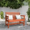 Garden Bench All-Weather HDPE 2-Person Plastic Outdoor Bench In Dark Orange