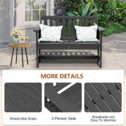Garden Bench All-Weather HDPE 2-Person Plastic Outdoor Bench In Gray 9 Garden Bench All-Weather HDPE 2-Person Plastic Outdoor Bench In Gray -More Furniture Store jearey outdoor benches zlf gycy gr 4f 1000