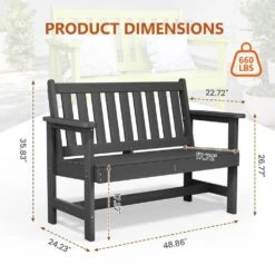 Garden Bench All-Weather HDPE 2-Person Plastic Outdoor Bench In Gray 12 Garden Bench All-Weather HDPE 2-Person Plastic Outdoor Bench In Gray -More Furniture Store jearey outdoor benches zlf gycy gr fa 1000
