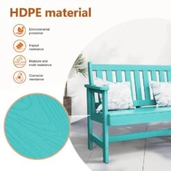 Garden Bench All-Weather HDPE 2-Person Plastic Outdoor Bench In Peacock Blue -More Furniture Store jearey outdoor benches zlf gycy kql 1f 1000
