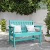 Garden Bench All-Weather HDPE 2-Person Plastic Outdoor Bench In Peacock Blue