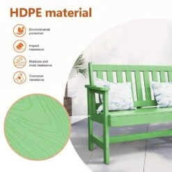 Garden Bench All-Weather HDPE 2-Person Plastic Outdoor Bench In Light Green -More Furniture Store jearey outdoor benches zlf gycy lgn 1f 1000