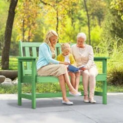 Garden Bench All-Weather HDPE 2-Person Plastic Outdoor Bench In Light Green -More Furniture Store jearey outdoor benches zlf gycy lgn 31 1000