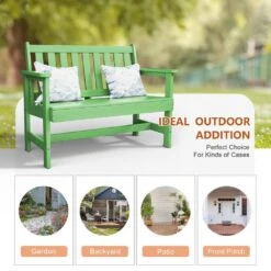 Garden Bench All-Weather HDPE 2-Person Plastic Outdoor Bench In Light Green -More Furniture Store jearey outdoor benches zlf gycy lgn 44 1000