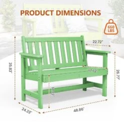 Garden Bench All-Weather HDPE 2-Person Plastic Outdoor Bench In Light Green -More Furniture Store jearey outdoor benches zlf gycy lgn fa 1000