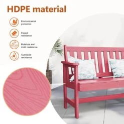 Garden Bench All-Weather HDPE 2-Person Plastic Outdoor Bench In Light Pink -More Furniture Store jearey outdoor benches zlf gycy lpk 1f 1000