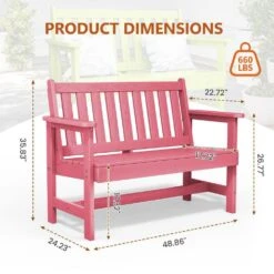 Garden Bench All-Weather HDPE 2-Person Plastic Outdoor Bench In Light Pink -More Furniture Store jearey outdoor benches zlf gycy lpk fa 1000
