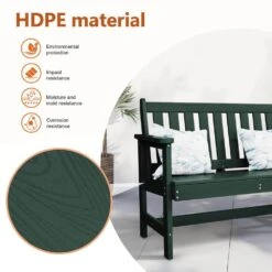 Garden Bench All-Weather HDPE 2-Person Plastic Outdoor Bench In Dark Green -More Furniture Store jearey outdoor benches zlf gycy ml 1f 1000