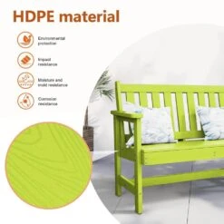 Garden Bench All-Weather HDPE 2-Person Plastic Outdoor Bench In Apple Green -More Furniture Store jearey outdoor benches zlf gycy pgl 1f 1000