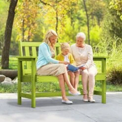 Garden Bench All-Weather HDPE 2-Person Plastic Outdoor Bench In Apple Green -More Furniture Store jearey outdoor benches zlf gycy pgl 31 1000