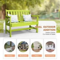 Garden Bench All-Weather HDPE 2-Person Plastic Outdoor Bench In Apple Green -More Furniture Store jearey outdoor benches zlf gycy pgl 44 1000