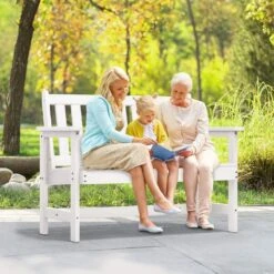 Garden Bench All-Weather HDPE 2-Person Plastic Outdoor Bench In White 13 Garden Bench All-Weather HDPE 2-Person Plastic Outdoor Bench In White -More Furniture Store jearey outdoor benches zlf gycy wh 31 1000