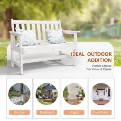 Garden Bench All-Weather HDPE 2-Person Plastic Outdoor Bench In White 11 Garden Bench All-Weather HDPE 2-Person Plastic Outdoor Bench In White -More Furniture Store jearey outdoor benches zlf gycy wh 44 1000